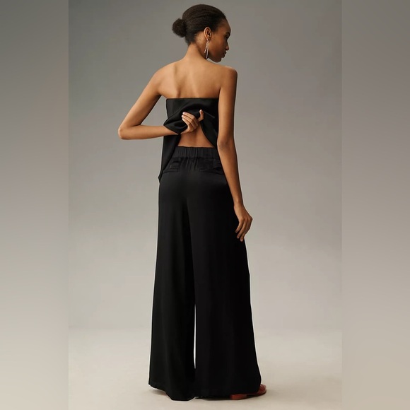 NWT! By Anthropologie Black Pull-On Silk Pants - Size Small 💎 - Picture 3 of 4